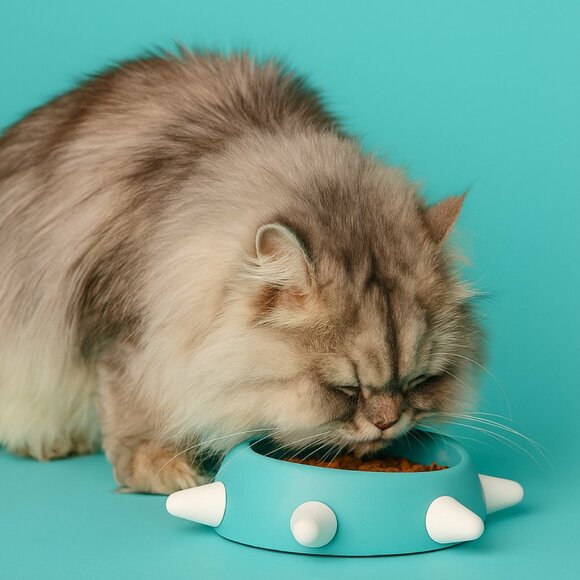 Luxury Eco-Friendly Modern Spiked Inclined Pet Bowl  - Made in Italy - Picture 4 of 7